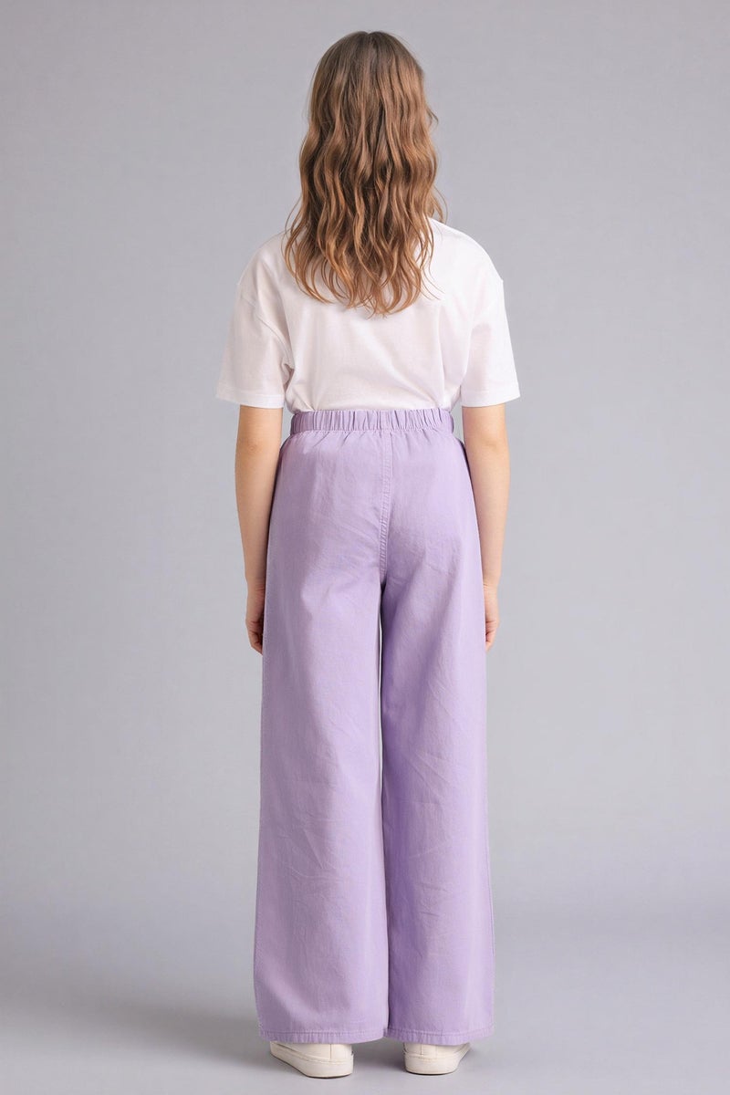 DeFacto Purple Girl Girl Wide Leg Gabardine Trousers Casual - Image 5